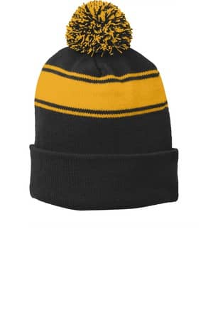 Sport-Tek STC28 Sport-Tek Stripe Pom Pom Beanie
