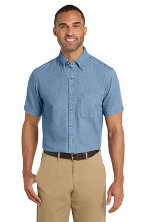 Port & Co SP11 Port & Co Short Sleeve Value Denim Shirt