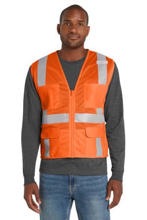 CornerStone CSV104 CornerStone ANSI 107 Class 2 Mesh Six-Pocket Zippered Vest