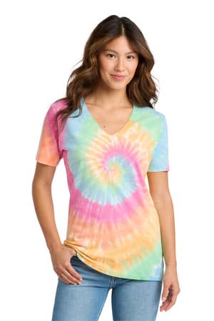 Port & Co LPC147V Port & Co Women's Tie-Dye V-Neck Tee