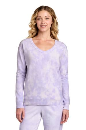 Port & Co LPC140V Port & Co Women's Beach Wash Cloud Tie-Dye V-Neck Sweatshirt