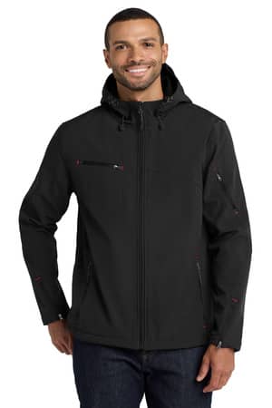 Port Authority J706 Port Authority Textured Hooded Soft Shell Jacket