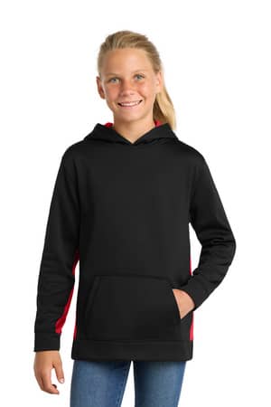 Sport-Tek YST235 Sport-Tek Youth Sport-Wick Fleece Colorblock Hooded Pullover