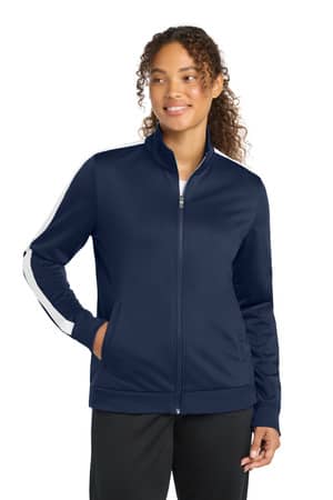Sport-Tek LST94 Sport-Tek Women's Tricot Sleeve Stripe Track Jacket