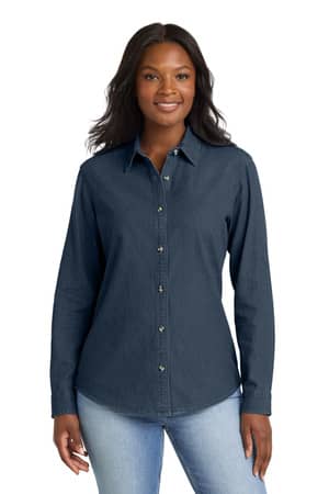 Port & Co LSP10 Port & Co Women's Long Sleeve Value Denim Shirt
