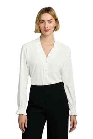 Brooks Brothers BB18011 Brooks Brothers Women's Long Sleeve Ruffle Collar Blouse